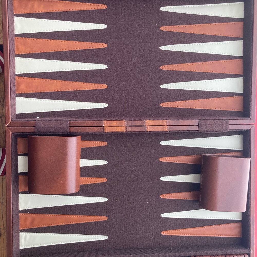 Vintage leather backgammon set